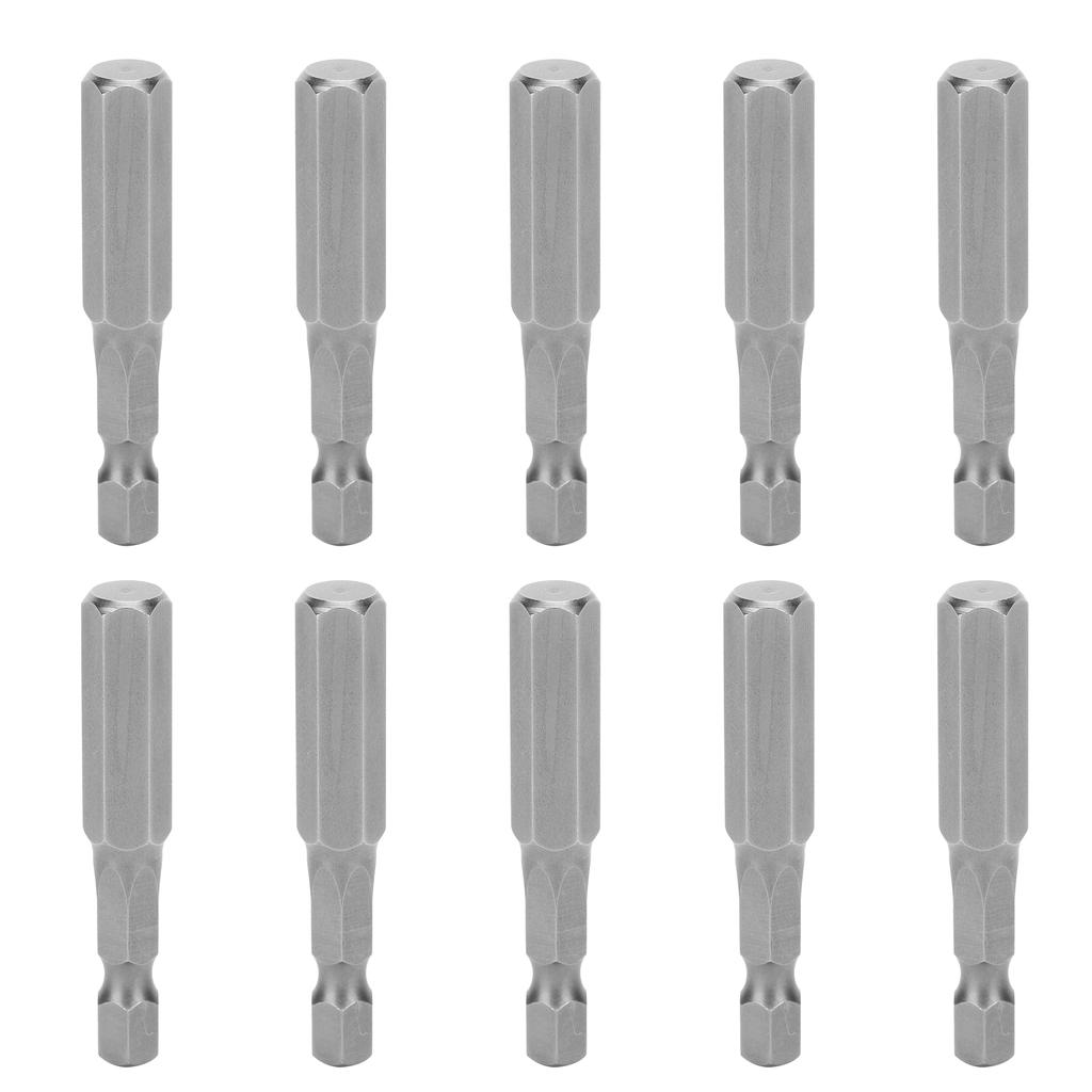 10 Stück Elektrische Schraubendreher-Bits Gehärtet Sechskantaufnahme Magnetisch S2 Legierter Stahl 8mm 50mm