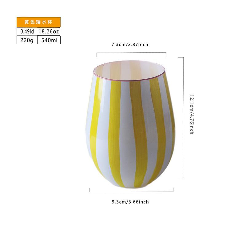 Hand Painted Colorful Striped Cocktail Goblet Water Cup Creative Red Wine Glass Set Party Wedding Barware