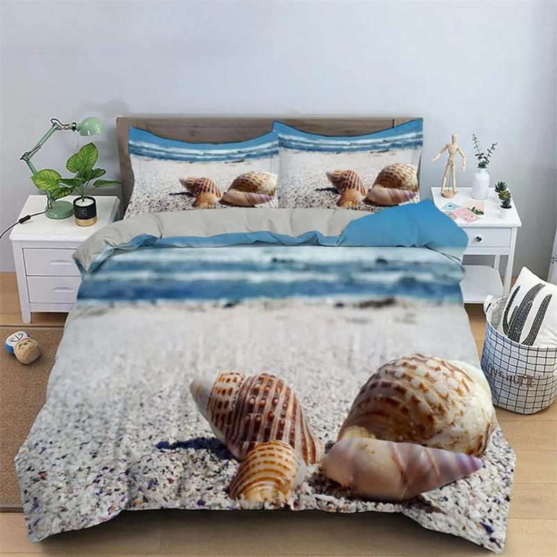 Seaside Beach 3D Duvet Cover Bedding Set Comforter Linen Pillowcases Quilt Cover Home Decor Single Double Twin King Queen