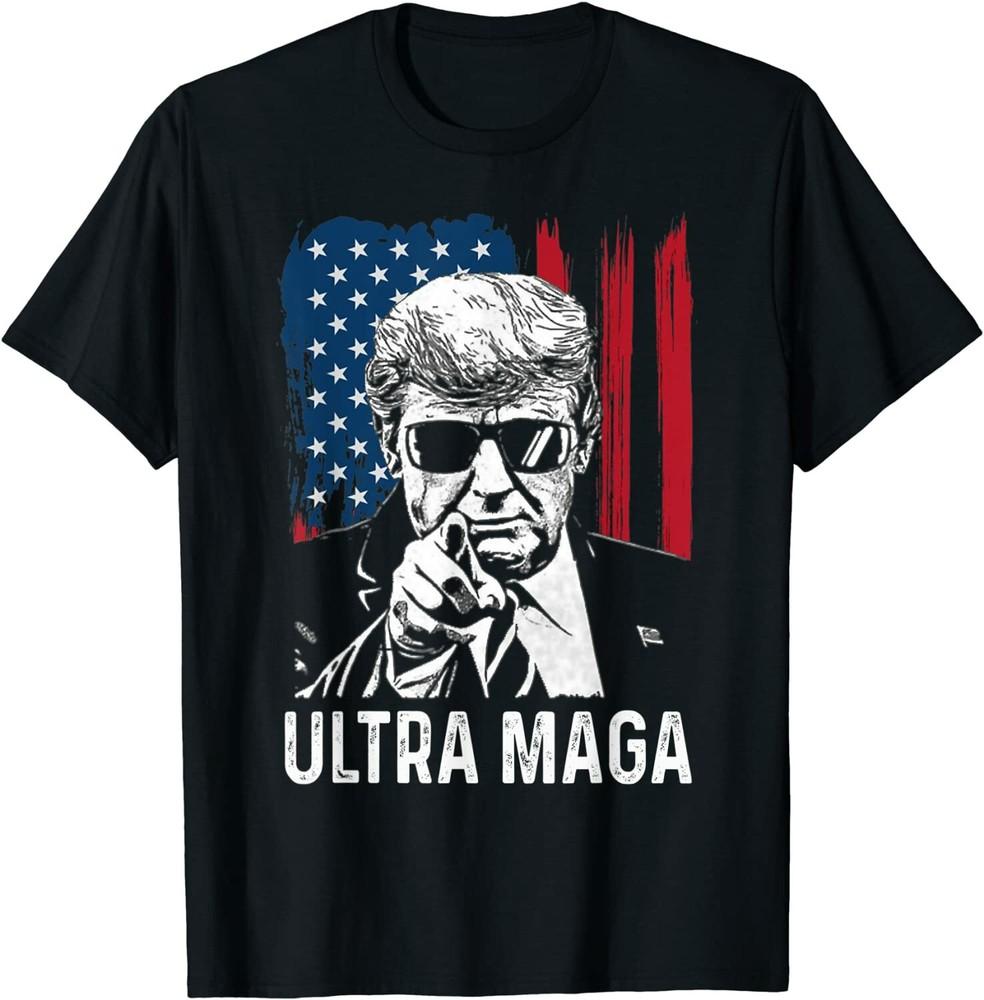 Ultra MAGA Funny Anti Biden American Flag Pro Trump Apparel Unisex T-Shirt