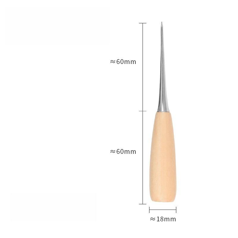 2pcs Leather Craft Awl Tools Leather Hole Punch Tool Sewing Punching Hole Maker Stitching Over Stitch Wood Handle