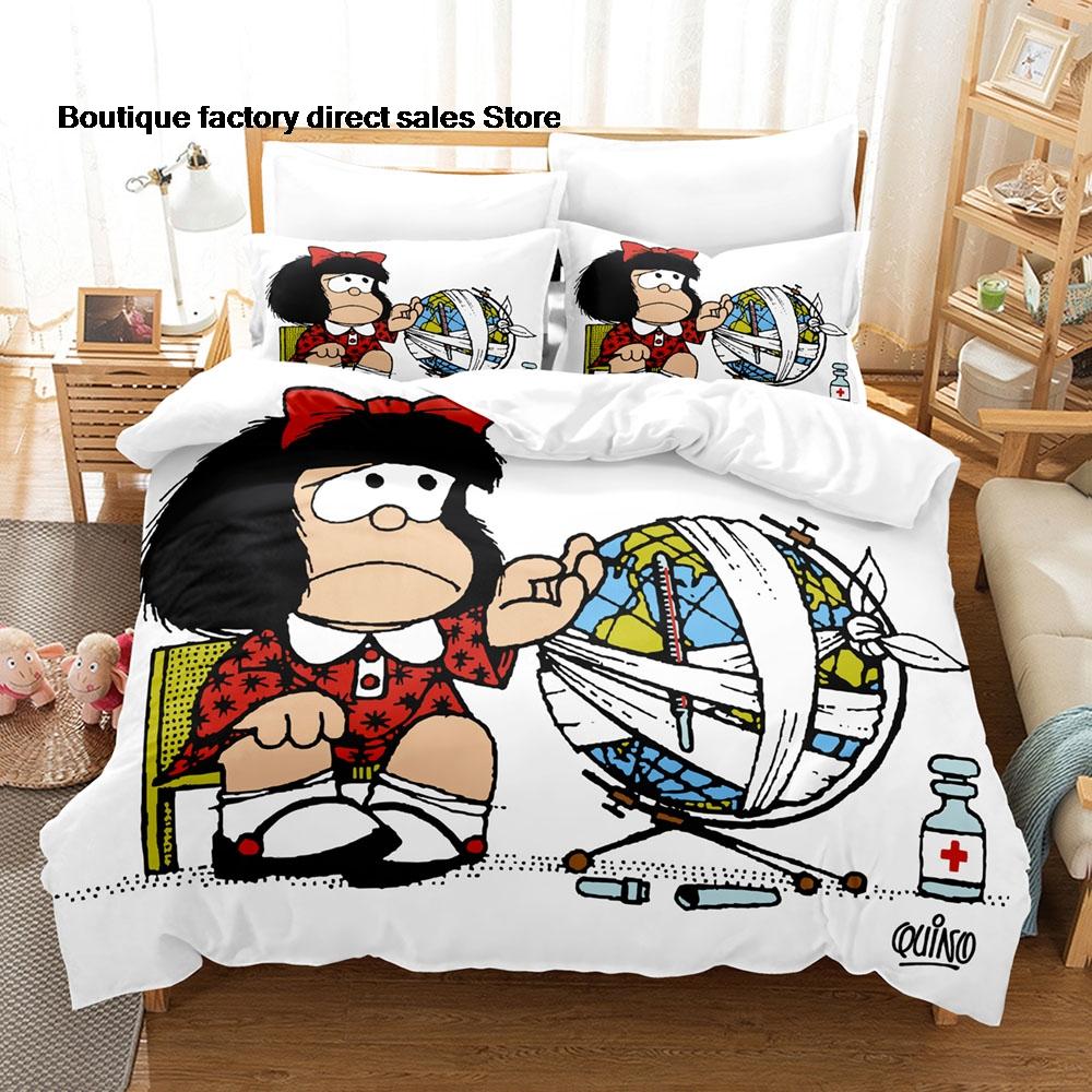 2D Mafalda Bedding Set Single Twin Full Queen King Size Bed Set Kids Bedroom Duvetcover Sets Anime Mafalda Bed