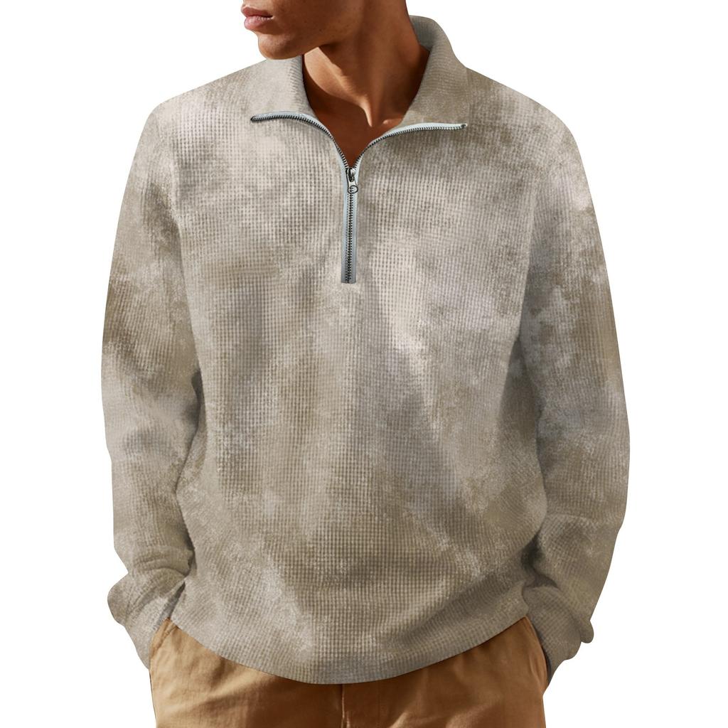 Men's Short Zip Pullover Turtleneck Long Sleeve Top