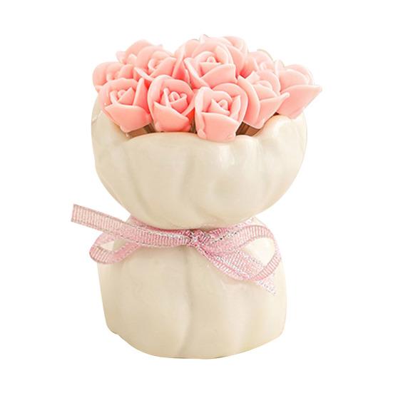 

Rose Ceramic Fruit Fork Set with Storage Jar Creative Dessert Picks Practical Fruit Serving Utensils for Appetizers Cheese Snacks рожевий