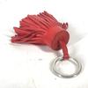 Hermes Fringe Carmen Bag Charm Key Ring Key Holder Leather Red/SilverHardware