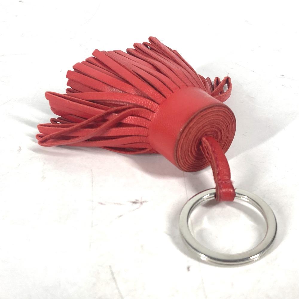 Hermes Fringe Carmen Bag Charm Key Ring Key Holder Leather Red/SilverHardware