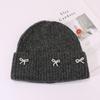 Bow Hat for Women's Winter Wool Hat Big Head Circumference Thickened Warm Knitted Hat