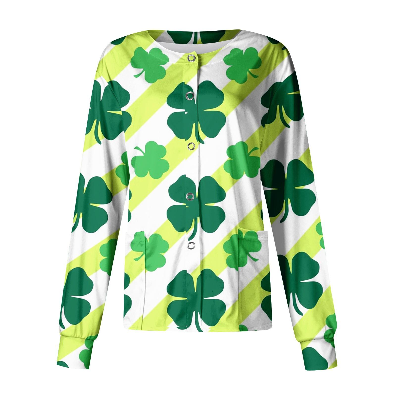 

Жіноча повсякденна однобортна куртка з довгим рукавом St. Кардиган для робочого одягу з принтом до Дня Святого Патріка жовтий