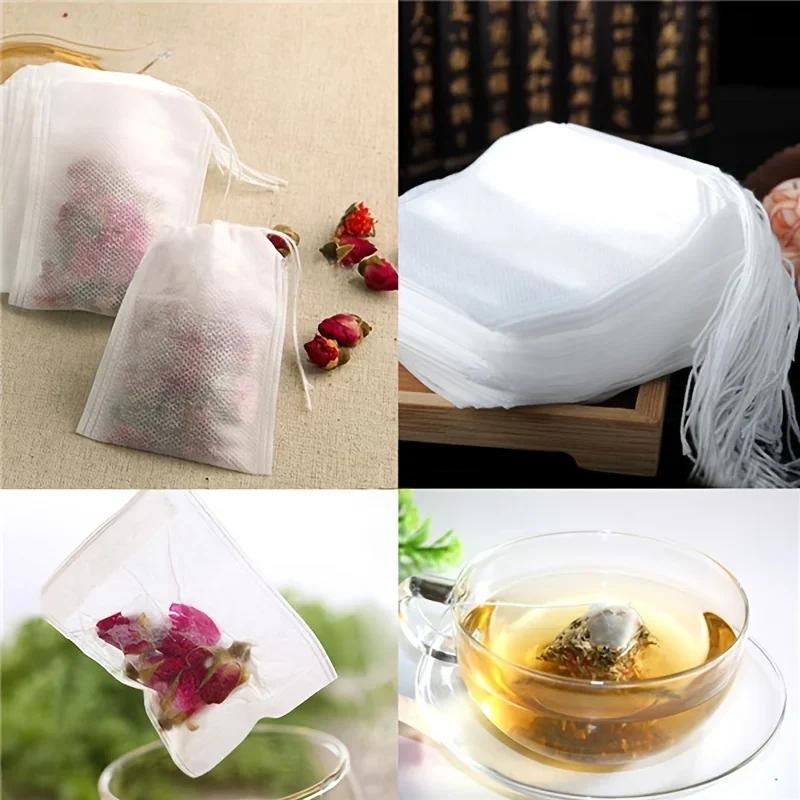 100pcs/pack Disposable Non-Woven Tea Infusers 8*10cm Filter Tea Bag Soup Chinese Medicine Herbs Cotton Yarn Cloth Bag Teaware
