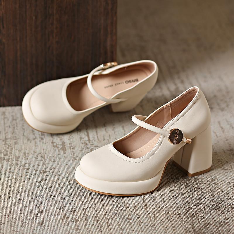 2024 Runway Style Brand High Heels Women Pumps Sandal Mary Janes Fashion Round Toe Platform Chunky Prom Shoes Zapatos De Mujer