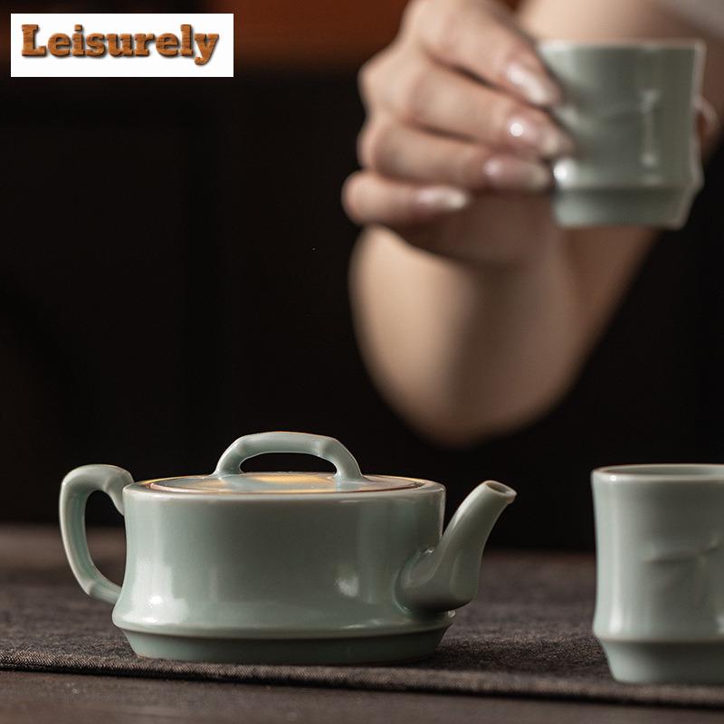 Azure Ru Kiln Tea Set Complete Set Luxury Set Of Cups Gaiwan Tea Ceremony Set Tea Maker Teapot And Tea Cup Set Tableware Gift