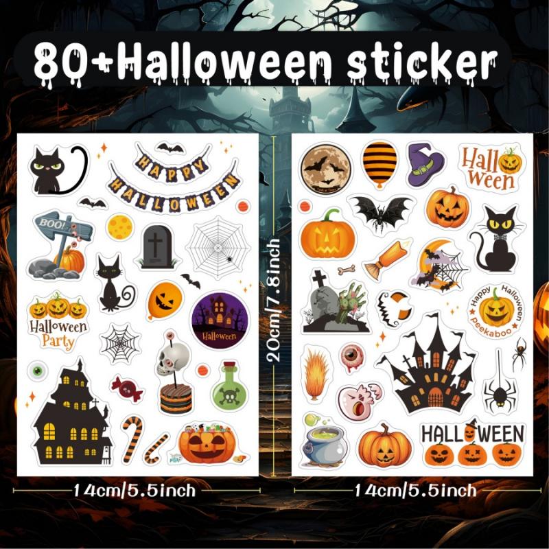 4pcs/setHalloween Laser Pumpkin Stickers Glitter Skull Bat Spider Party Favors Water Cup Laptop Skateboard Guitar Suitcase Decor