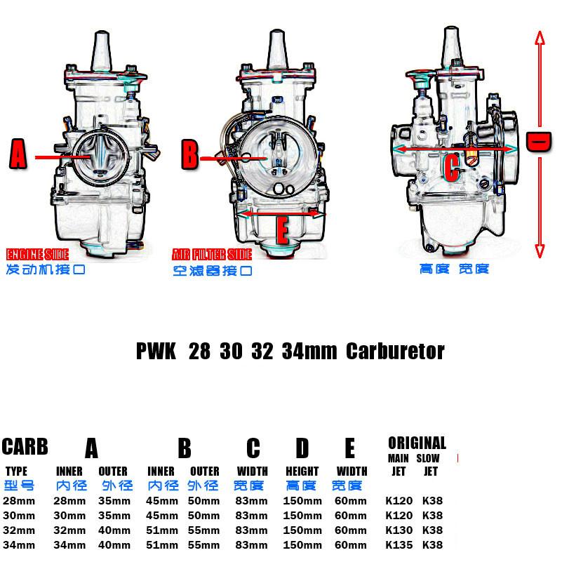 Universal Motorcycle PWK 28 30 32 34 2T 4T For Keihin Carburetor Carburador With Power Jet For Yamaha Suzuki Honda