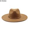 Size 56-59CM New Smiple Women Big edge Wool Fedora Hat Winter Autumn Elegant Lady Floppy Cloche Jazz Caps