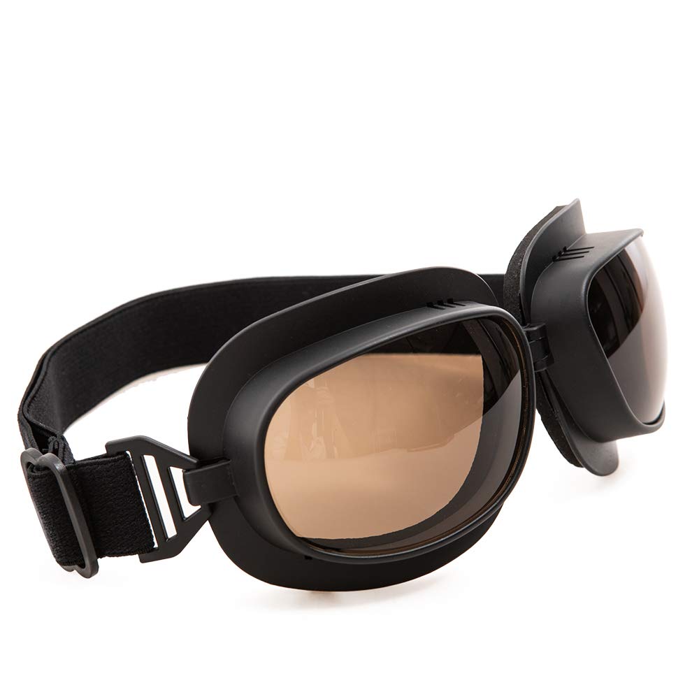 evomosa Motorcycle Goggles Vintage Pilot Goggles Retro Motocross Goggles Outdoor Eyewear Sports Glasses for Half Helmet (Black Frame, Black Lens)