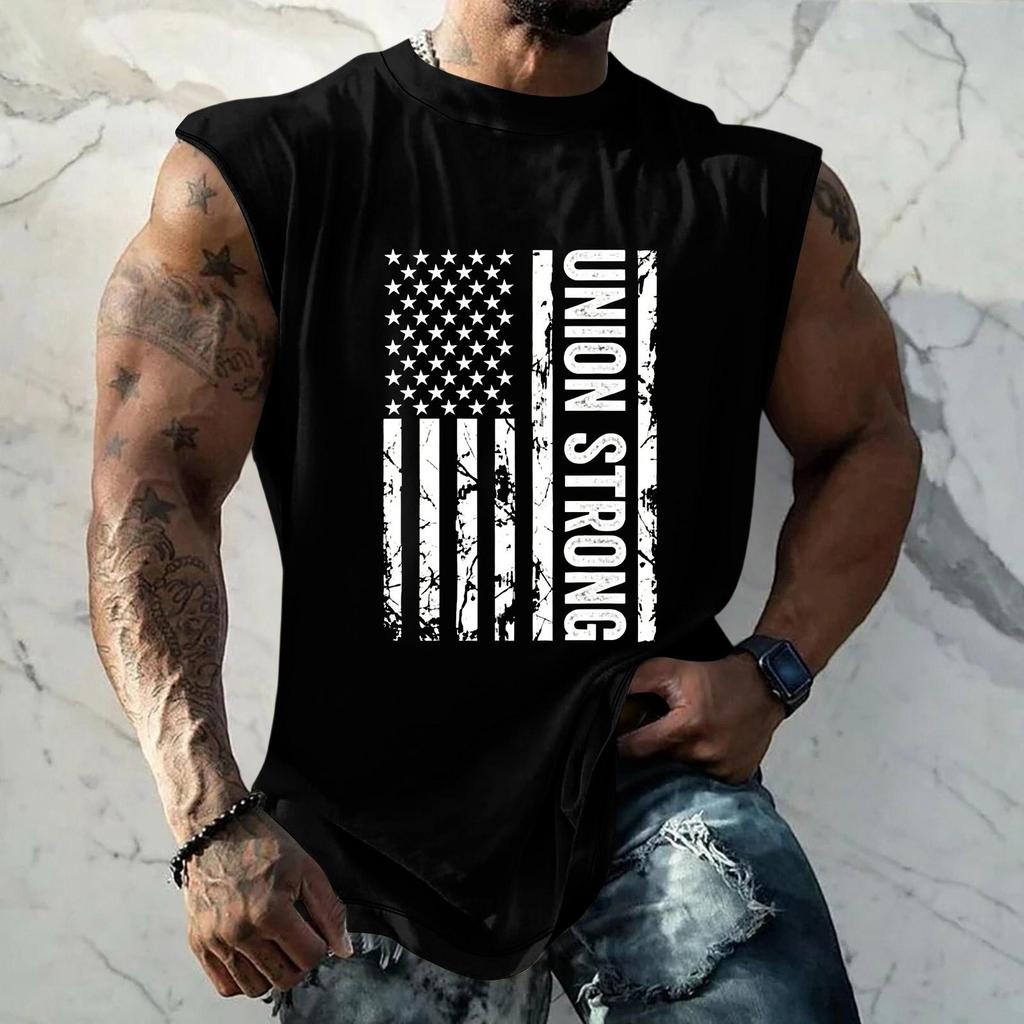 Men Sleeveless Tank Top Loose Fit Casual Workout Muscle Shirt Printed Graphic Design Lightweight Summer Athletic Vest