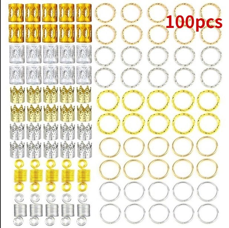 

100 шт., кольца для кос, дреды, трехслойные заколки для волос, петли для женщин и девочек, украшения для волос