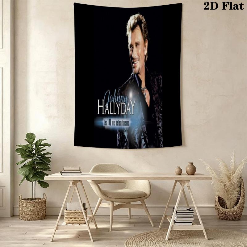 Johnny Hallyday Best Live Performances Tapestry Wallmounted Fashion Print Home Decor Background Wall Hanging Cloth Christmas Gift