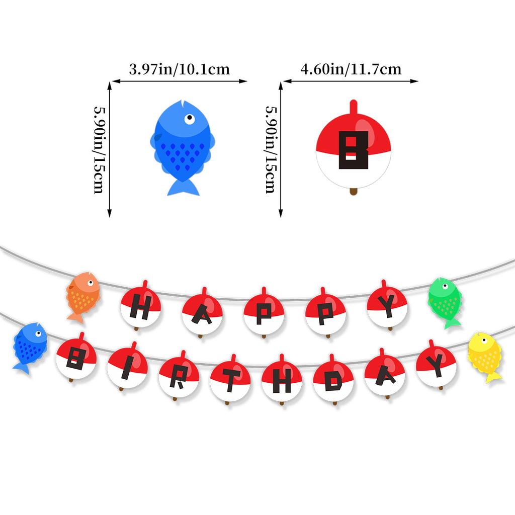 Retirement Fishing Theme Birthday Party Decoration La Flag Latte Cake Plug-In Set Custom Handmade