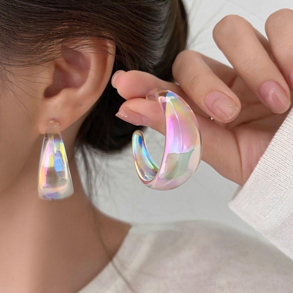 Neue Mode Bunte Wassertropfen Ohrringe Großer Unregelmäßiger Creolen Ohrring Vintage Tropfen Hängeohrringe