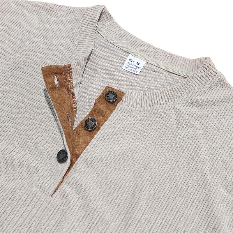 Men S Hoodless Long Sleeve Pullover Solid Color Jacquard Casual Sweatshirt