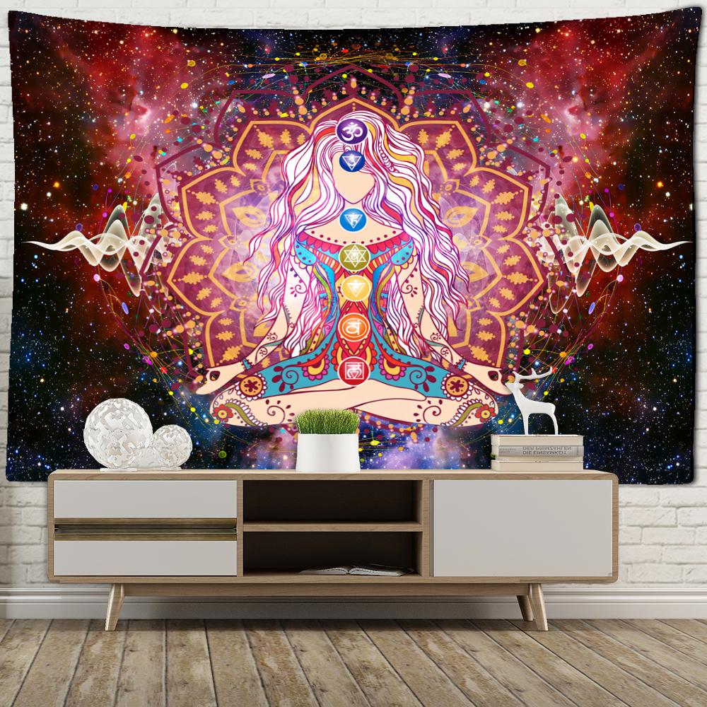Seven Chakras Tapestry Wall Hanging Psychedelic Witchcraft Hippie Aesthetics Home Decor Meditation Room