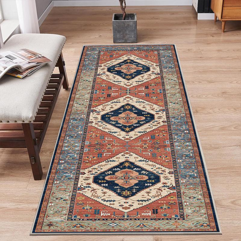 Crystal Velvet Soft And Non-Slip Vintage Boho Persian Carpet Laundry Room Hallway Kitchen Living Room Bedroom Mat