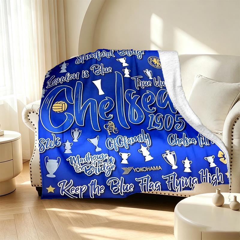Football club.C Pattern Blanket for Home Decoration, Bed, Sofa, Car Travel, Camping, Suitable for All Seasons, Birthday Christmas Gift
