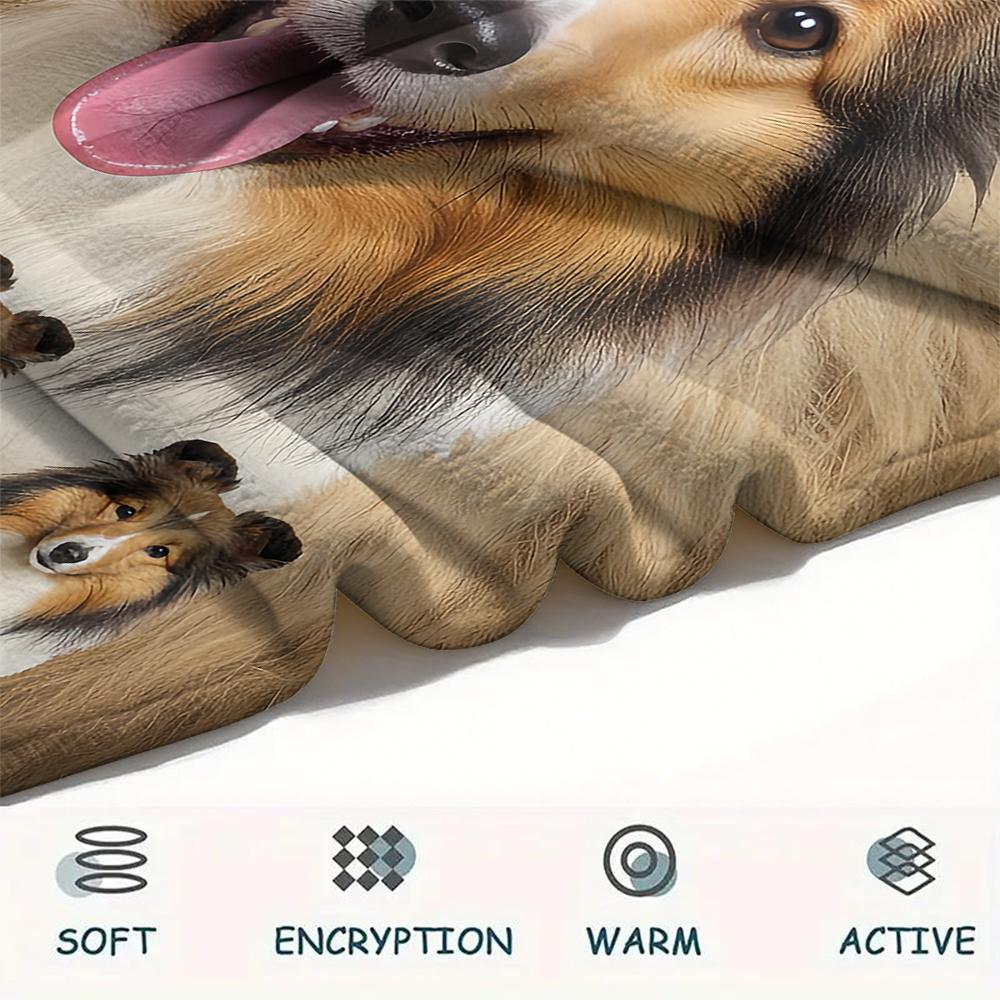 1Pc Sheepdog Siberian Husky Print Flannel Blanket, High Quality Comfortable for All Seasons, Home Decor, Warmth and Comfort, Perfect for Gifts