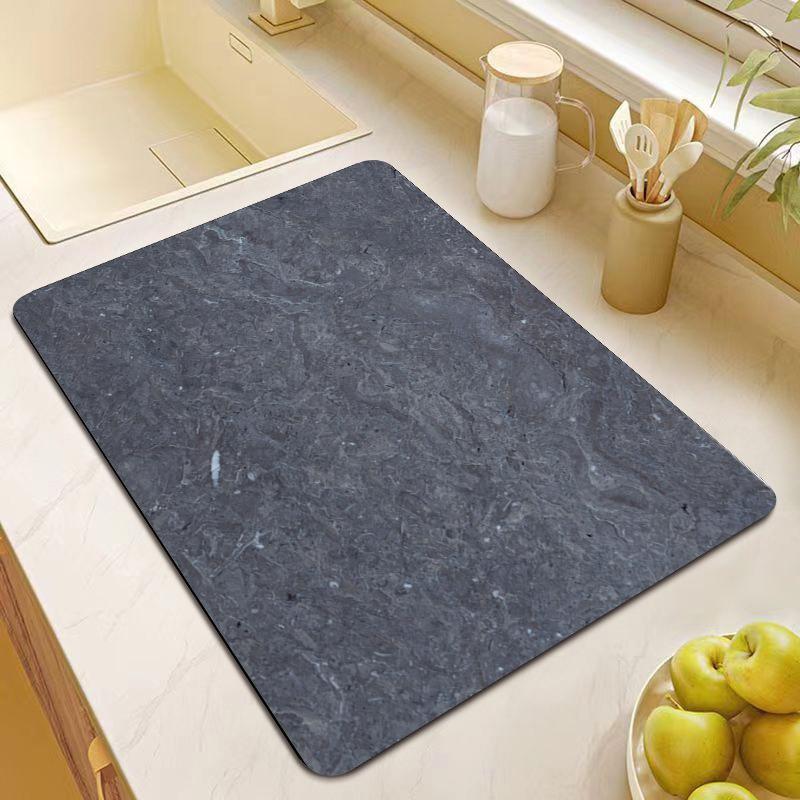 Marble Pattern Kitchen Counter Absorbent Mat Water Control Anti-Scald Heat-Resistant Dish Drying Pad Home Drying Tableware Mats (as the picture,20x30cm)