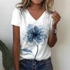 Women's T-shirt Summer Women's Short V-neck T-shirt Women's White Fashion Ladies T-shirt Tops