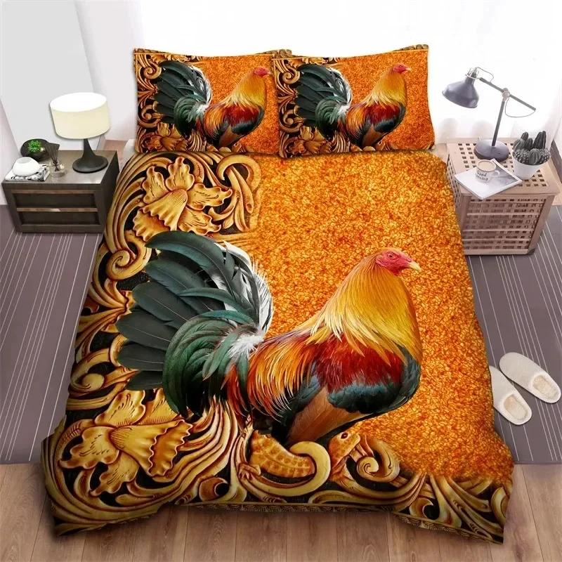 3D Print Rooster Farm Animal Cartoon Comfortable Duvet Cover Pillowcase Bedding Set Children Bedroom Decoration Home Textile