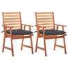 Outdoor Dining Chairs 2 Pcs with Cushions Solid Acacia