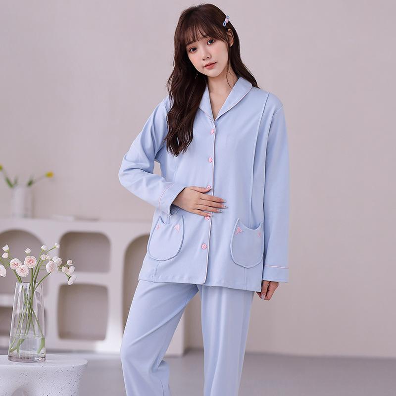 Cotton Postpartum Clothing Four Seasons Type A Breastfeeding Sleepwear Outerwear Home Clothes Pregnant Women's Set