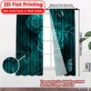 2D FLAT PRINTING 2pcs Curtains (Without Rod) Butterfly and Blue Roses New year Festival Minimalist Curtains Prints Light