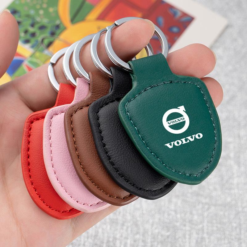 Leather Car Emblem Key Chain Ring Holder For Volvo RDesign XC90 XC60 S60 XC40 V60 V50 S40 XC70 C30 S70 Auto Keychain Accessories
