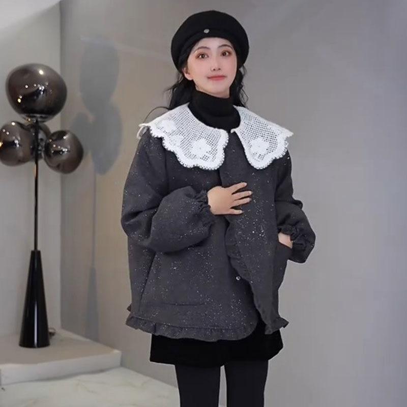 

Хлопковое короткое пальто с воротником-стойкой и отделкой «деревянное ушко» для женщин, зима 2025, новое, свободного кроя, маленькое хлопковое пальто M