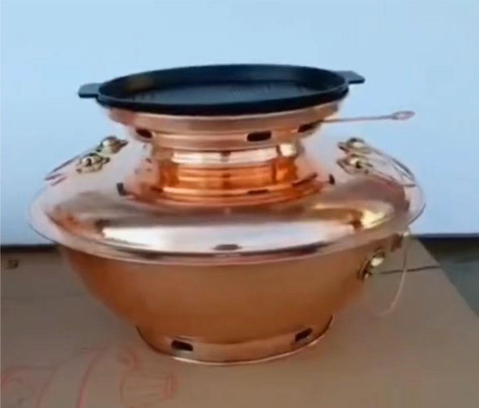 Old Beijing Copper Hot Pot & Grill: Charcoal-fired Shabu-Shabu & Pan-Fry Pure Copper Yuan Yang Multi-use Pot.