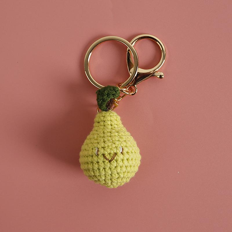 Creative Fruit Series Crochet Keychain Pendant Cute Mango Keyrings Hand Knit Keyrings Exquisite Backpack Decoration Gifts