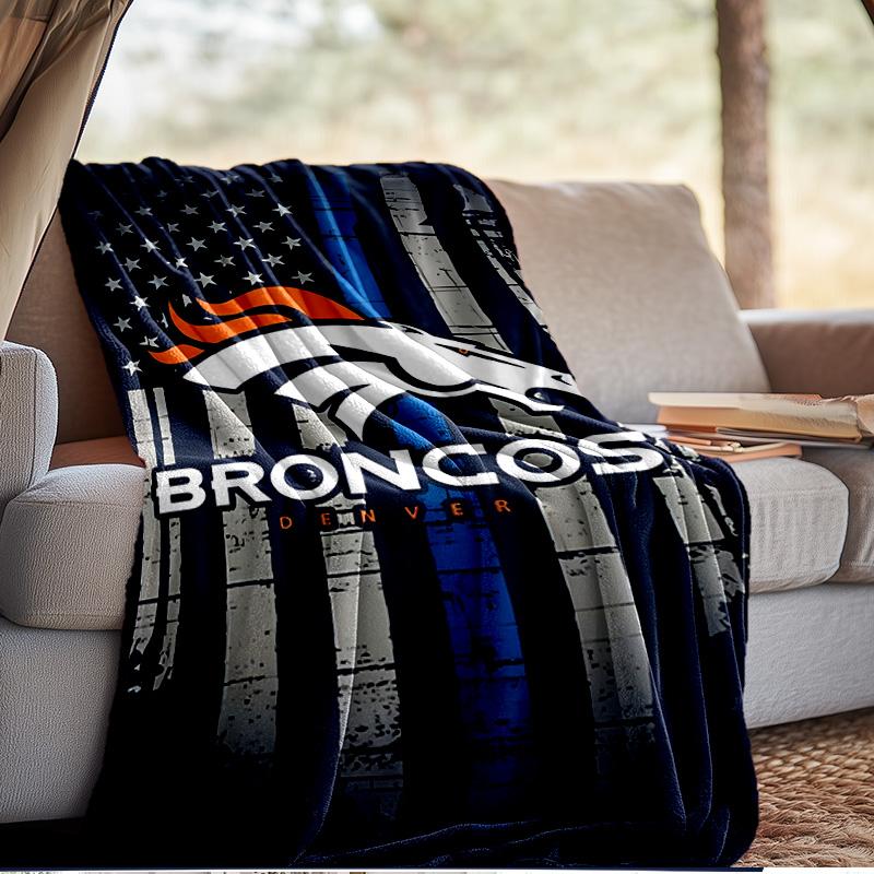 Denver Broncos Blanket Outdoor Flannel Blanket for Camping, Hiking, Garden Parties, Picnic Essentials,gift for family and friends