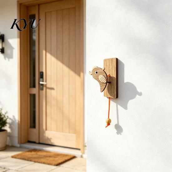 Kreative Geschäftseröffnungsgeschenke Holzspecht Türklopfer, Rustikaler Klopfer mit Zugseil, Funktionaler Dekorativer Handgemachter Niedlicher Türgong für