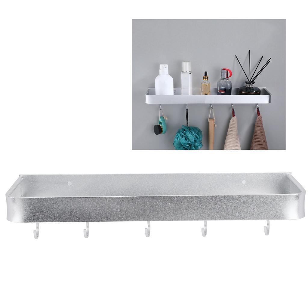 WallMounted Storage Rack Shower Shelf Multifunctional Storage Holder for Kitchen Bathroom(40cm Storage Rack with Hook )