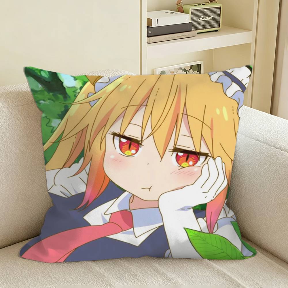 Anime Dragon Maid TTohru Square Sofa Pillow Cover Solid Color Living Room Home Decor Cushion Case