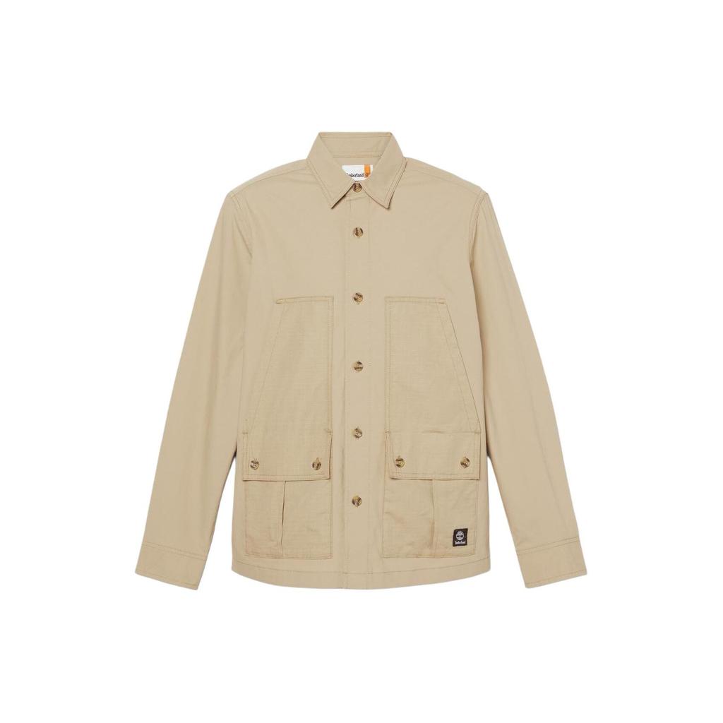 Timberland Solid Color Single-Breasted Loose Long Sleeve Shirt Men Shirts Gray-Green A5U5U-DH4