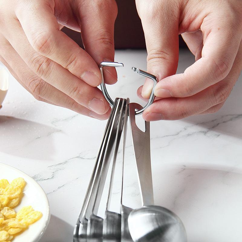 6-teiliges Edelstahl-Messlöffel-Set Esslöffel Messen Kaffeepulver Gewürzlöffel Kaffeeschaufel Backen Küchenzubehör