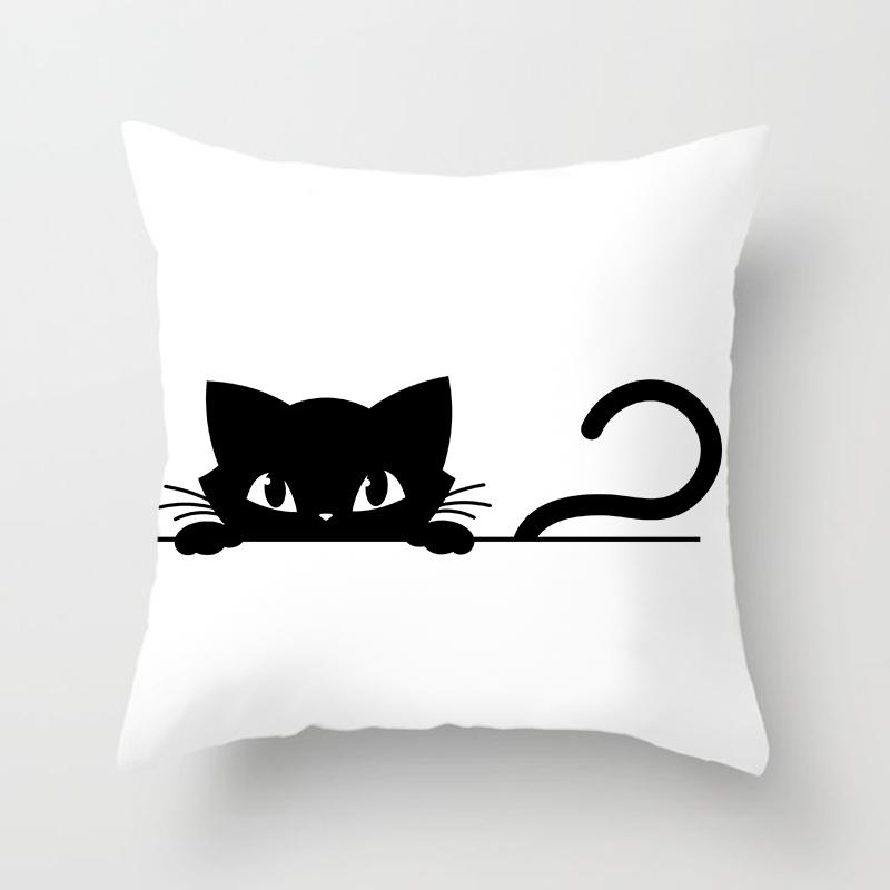 Skull Cat Black Home Decor Cushion Cover Naughty Sofa Car Decoration 45x45cm Pillowcase Square Polyester