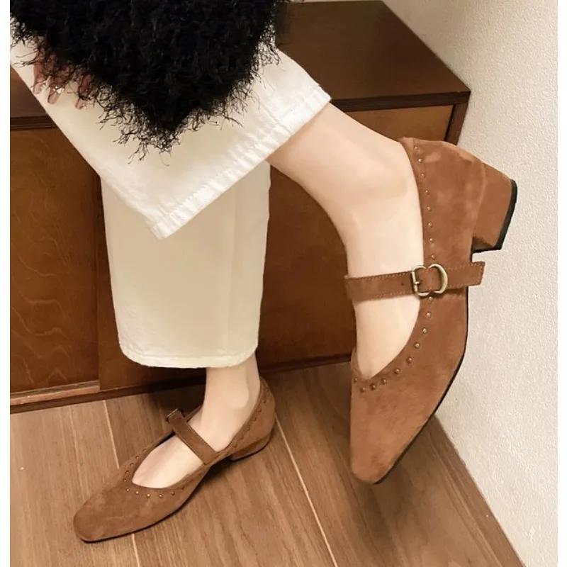 New Retro Comfort Ballet Shoes Women Casual Daily Low Heel Buckle Strap Mary Janes Shoes Women Pumps Zapatos De Muje