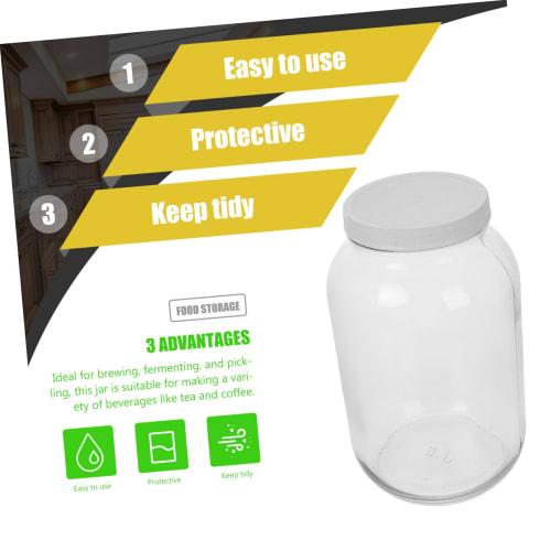 Borcan de Sticlă cu Gură Largă OKUMEYR cu Capac Etanș, Recipient Mare de Depozitare pentru Preparare, Fermentare, Murare și Borcane de Bucătărie