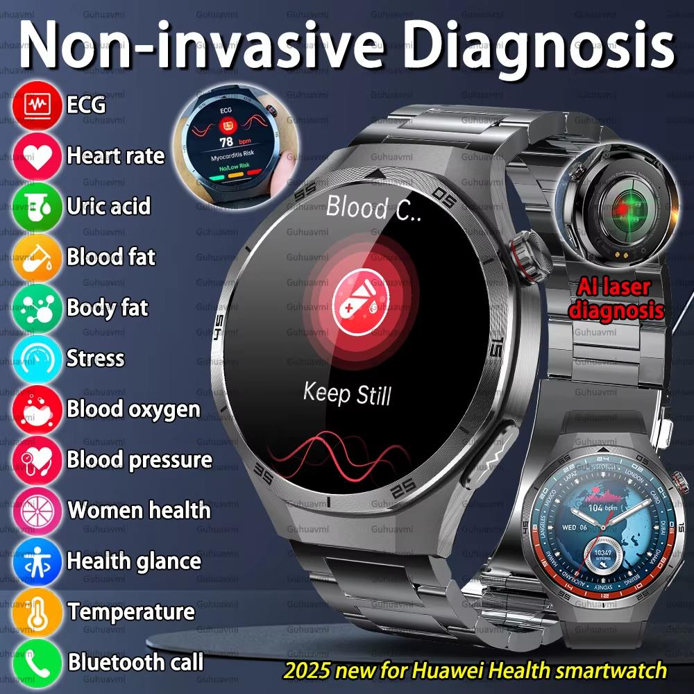 2025 Nové Zdraví Neinvazivní AI Diagnostické Chytré Hodinky EKG TK Pánské Tři Vysoké Kyselina Močová Krevní Tuk Bluetooth Hovor Chytré Hodinky