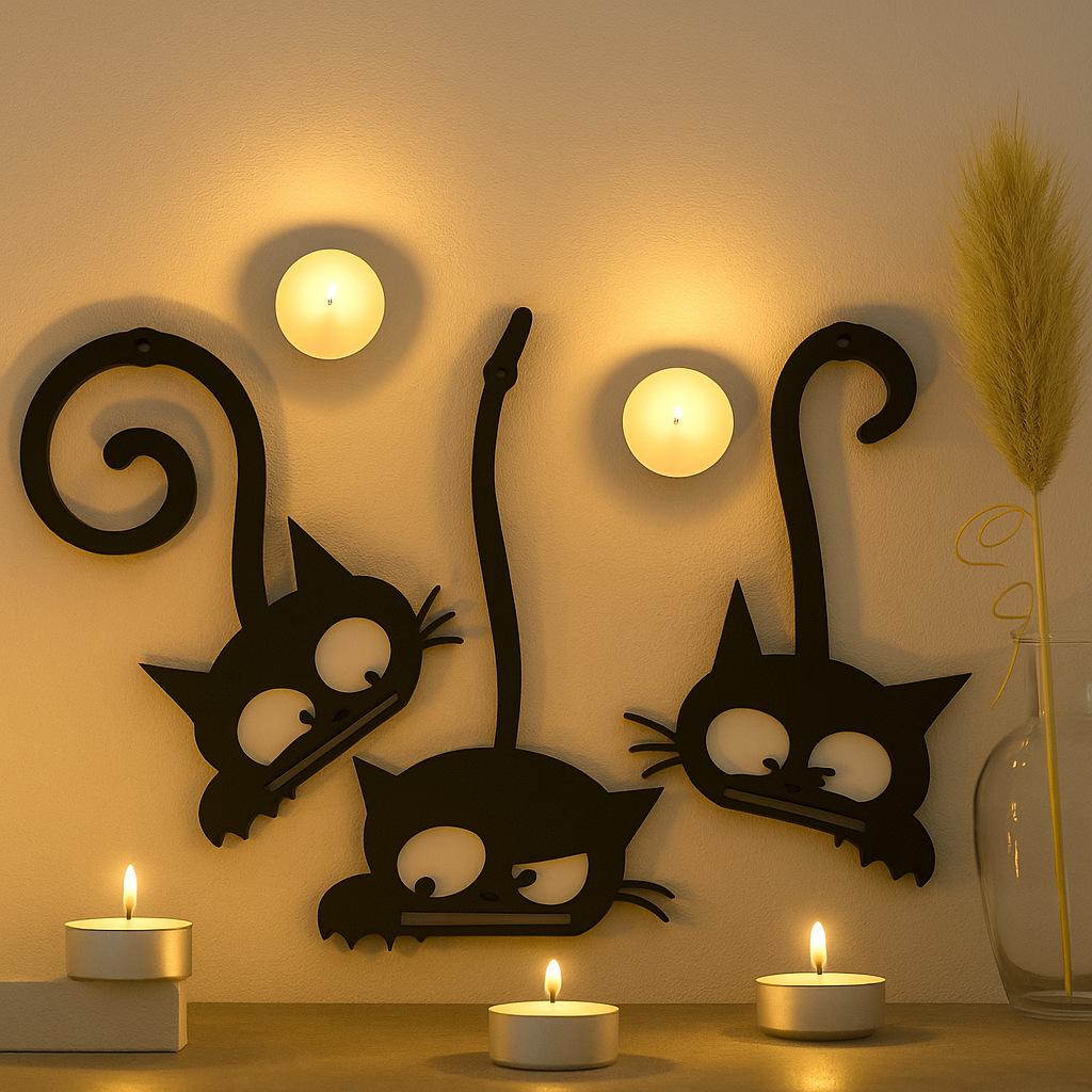 Three Little Kittens Candlestick Wall Hanging Silicone Mold - DIY Home Décor Candle Mold